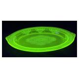 12" Uranium Depression Glass Decorative Oval