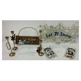 Christmas Brass Horn Candle Holders, Signs &