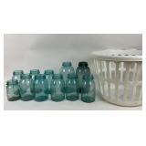 11 Vintage Blue Ball Mason Jars Different Sizes &