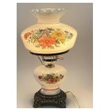 Hand-Painted Floral Glass Table Lamp