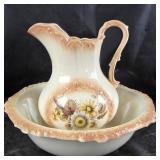 Rose Hill Ceramic Pitcher And Bowl Set