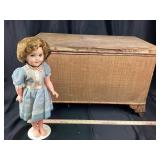 Wicker Storage Chest with Sherley Temple Doll