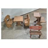 Wood Doll Furniture: Table With 2 Benches, School