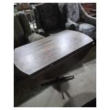 Drop Leaf Woodgrain Print Table With Metal Base