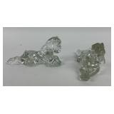 2 Crystal Clear Dog Paperweights