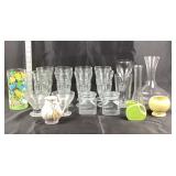 Glass Tumblers, Delft Creamer, Fiestaware +