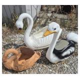Goose Clay Planter & 2 Plastic Geese Planters