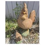 Cement Chicken (17 in. Tall) & Baby Chick (7 in.)