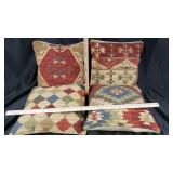 4 Feather Pillows Southwestern Kilim Wool Jute Pil