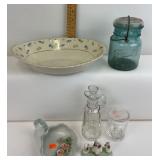 Federal Shape Gold Lined Bowl, Ball Jar, Decanter