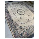 Floral Wool Area Rug With Fringe