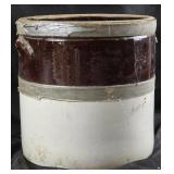Two-Tone Stoneware Crock With Handles