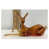 Amber Blown Glass Deer Figurine