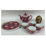 Jia Gong Chinese Porcelain Tea Set, Painted Chines