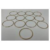 13 Gold Tone Bangle Bracelets