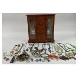 Vintage Jewelry Armoire & Jewelry Collection: 11