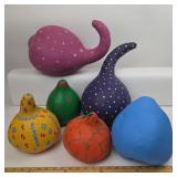 Painted Gourds: Pink Heart, Polka Dot, Blue
