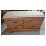 Oak Wood Storage Bench With Cushion Top