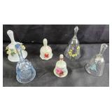 Decorative Glass, Ceramic Bells With Floral Motifs