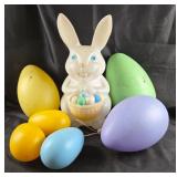 Illuminated Easter Bunny Decoration, Plastic Eggs