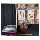 World Market Table Lamp, Fleece Blankets, African