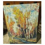 Autumn Birch Canvas Wall Art With A Stream &