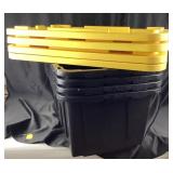 4 Black Plastic Storage Containers with Lids