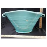 John Campbell Turquoise Ribbed Handle Urn 14in