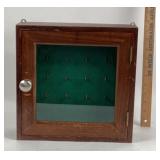 Wood and Glass Wall Key Cabinet with Hooks