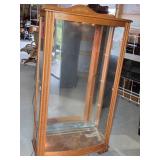 Lighted Oak Curio Cabinet With Glass Shelves