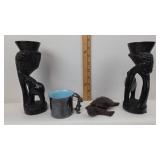 Reed & Barton Cup, Carved Elephant Holders, Turtle