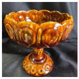 Brown Glazed Pedestal Ceramic Goblet