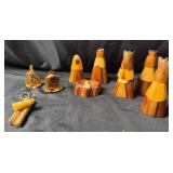 Wooden Nativity Scene Figures And Ornaments