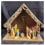 Nativity Scene With Wooden Stable