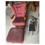 Wood Frame Glider Rocking Chair With Ottoman, Assi