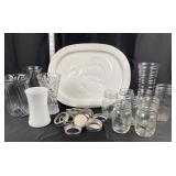 Turkey Platter, Glass Vases, Mason Jars, Lids