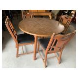 Retro Round Wooden Dining Table With Chairs