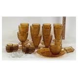 Amber Glass Tableware Set with Snack Dishes, Goble