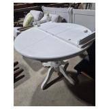 White Wood Round Table With One LeafTable Is 36