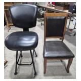 Black Vinyl Padded Swivel Stool With Metal Frame