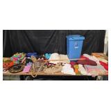 Sterilite Hamper, Metal Faith Sign, Shoes & Table