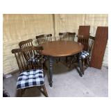 Kitchen table, 2 leaves, 5 chairs