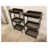 2 folding craft carts on wheels