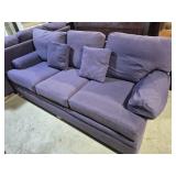 Ethan Allen Purple Couch With Round Wood Feet