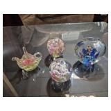 Glass Paperweights (4): Teapot Shaped, Fish Theme
