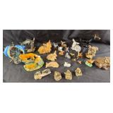 Animal Figurines Including Deer, Owls, Fish, Fox