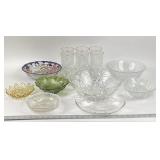 Pressed and Cut Glass Bowls and Tumblers Set