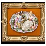 Bisque Wall Relief Plaque Victorian Couple Lovers