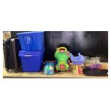 Storage Totes, Luggage, Glass Vases, Diapers, Moni
