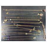 Costume Jewelry: Gold tone Star Y necklaces, Gold